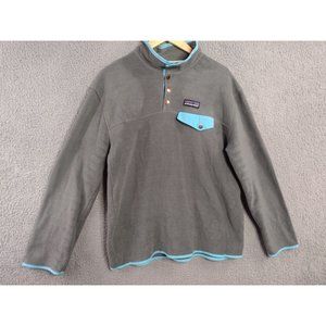 Patagonia Synchilla Snap-T Gray Pullover Sweater with Buttons Mens Size L/XL